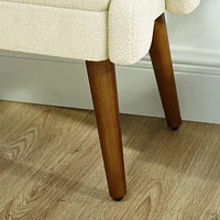 Beige Bench: Loop Yarn, Soft Cushion, Geometric Arms