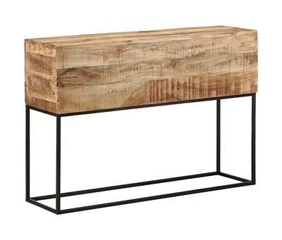 Console Table 43.3"x11.8"x29.5" Solid Wood Rough Mango and Iron