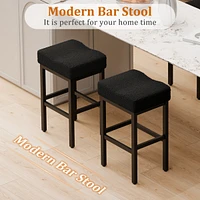 Dyhome Counter Height Bar Stools Set of 2, 27 Inches Modern Kitchen Stools, Metal Legs Backless Saddle Stool Chair for Island, Dining Room
