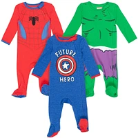 Marvel Avengers 3 Pack Zip Up Sleep N' Play Coveralls