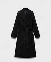 Mango Women's Long Oversized Double-Breasted Trench Coat