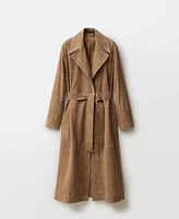 Mango Women's Belted Suede Trench Coat