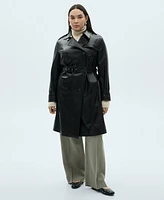 Mango Women's Leather-Effect Trench Coat