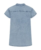 Calvin Klein Big Girls Short Sleeve Patch Pocket Denim Shirt Dress
