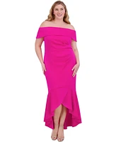 Eliza J Women's Off-The-Shoulder High-Low Hem Gown