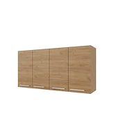 Fm Furniture Lyman Wall Cabinet kitchen in Melamine wit 4 Doors , Natural Oak