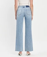 Vervet Women's High Rise Raw Hem Wide Leg Jeans