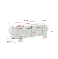 Linen Upholstered Storage Bench, Large Ottoman for Bedroom, Entryway & Living Room-The Pop Home