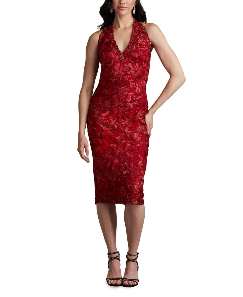 Tadashi Shoji Carlyle Embroidered Halter Dress