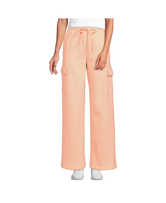 Lands' End Women's Serious Sweats High Rise Wide Leg Cargo Pant