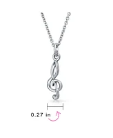 Bling Jewelry Sterling Silver Treble Clef Pendant Necklace for Music Teachers and Students