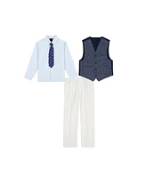 Nautica Toddler and Little Boys Textured Printed Knit Duo Vest Set with Tie