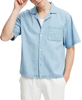 Cotton On Men's Denim Box Fit Short Sleeve Shirt