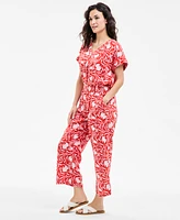Style & Co Women's Printed Cotton Gauze Cropped Pull-On Pants, Exclusively at Macy's