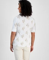 Style & Co Petite Striped Elbow-Sleeve T-Shirt, Exclusively at Macy's