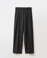 Mango Women's Wide Leg Wool Blend Suit Trousers