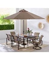 Wythburn Outdoor Dining 7pc Set (72"x38" Table & 4 Sleek Sling Chairs 2 Swivel Chairs)