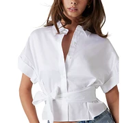 Guess Women's Julie Solid Tie-Front Button-Down Top