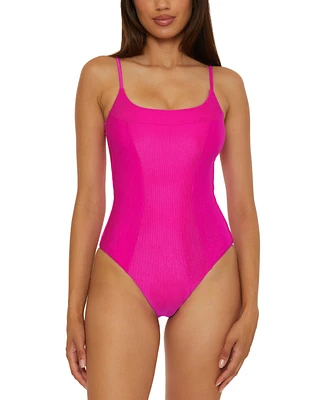 Becca Women's Monte Carlo Shiny Rib-Knit One Piece Swimsuit