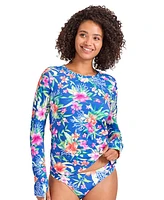 Tommy Bahama Women's Floral-Print Long-Sleeve Rash Guard