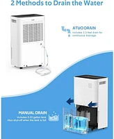 Kismile 45-Pint Dehumidifier for Home, Basement & Large Rooms, White, Auto/Manual Drain, 3 Modes, Auto Defrost, Dry Clothes, 12H Timer