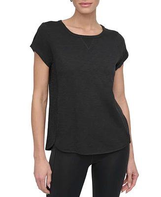 Dkny Sport Women's V-Inset Roll-Sleeve T-Shirt