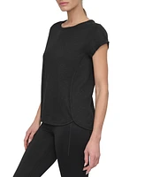 Dkny Sport Women's V-Inset Roll-Sleeve T-Shirt