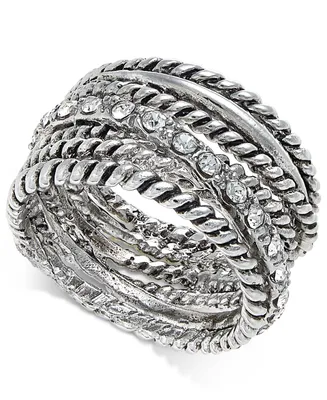 I.n.c. International Concepts Textured Pave Statement Ring, Created for Macy's