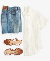 Levis Womens Darlene Short Sleeve Shirt 501 Straight Fit Denim Shorts