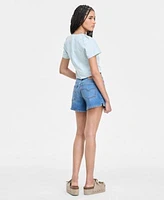 Levis Womens Pascale Short Sleeve Blouse Mid Rise A Line Denim Shorts