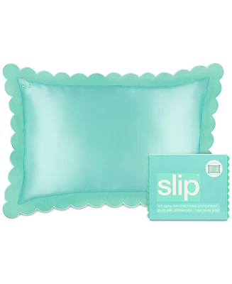 Slip Pure Silk Queen Pillowcase With Scalloped Edge - Turquoise