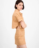 Avec Les Filles Women's Boxy Eyelet Shirt