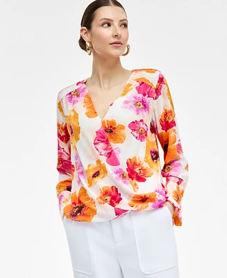 I.n.c. International Concepts Women's Printed Surplice Blouse, Exclusively at Macy's