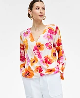 I.n.c. International Concepts Women's Printed Surplice Blouse, Exclusively at Macy's