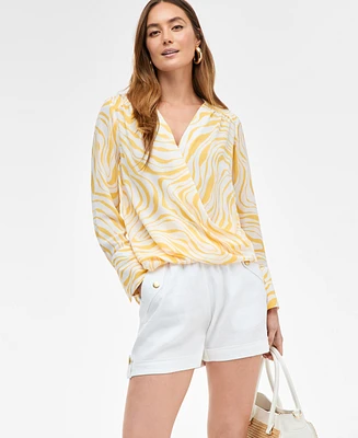 I.n.c. International Concepts Women's Printed Surplice Blouse, Exclusively at Macy's