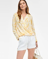 I.n.c. International Concepts Women's Printed Surplice Blouse, Exclusively at Macy's