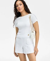 I.n.c. International Concepts Women's Short-Sleeve Sweater, Exclusively at Macy's
