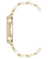 Nine West Women's Quartz Gold-Tone Metal Alloy Delicate Floral Dial Watch, 36mm