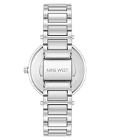 Nine West Women's Quartz Silver-Tone Metal Alloy Floral Dial Watch