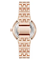 Nine West Women's Quartz Rose Gold-Tone Metal Alloy Embossed Floral Dial Watch, 32mm