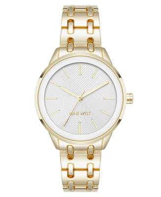 Nine West Women's Quartz Silver and Gold-Tone Metal Alloy Bracelet Watch, 33mm