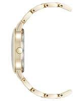 Nine West Women's Quartz Tan and Gold-Tone Metal Alloy Bracelet Watch, 34mm