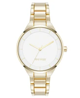 Nine West Women's Quartz White and Gold-Tone Metal Alloy Watch, 34mm