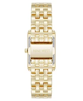 Nine West Women's Quartz Rectangular White and Gold-Tone Metal Alloy Watch, 24mm