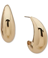 Dkny Gold-Tone Puffy Small C Hoop Earrings, 0.88"