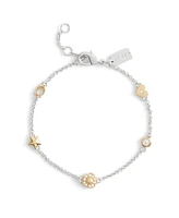 Coach Faux Stone Signature Tea Rose Heart Strand Bracelet