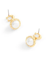 Coach Faux Stone Signature Cultivated Pearl Orb Drop Earrings