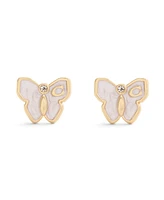 Coach White Enamel Signature Butterfly Stud Earrings