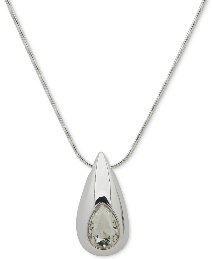 Anne Klein Silver-Tone Crystal Puffy Tear-Shape 38" Pendant Necklace