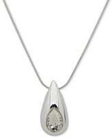 Anne Klein Silver-Tone Crystal Puffy Tear-Shape 38" Pendant Necklace